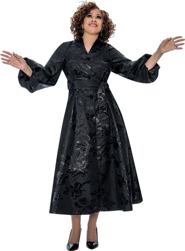 Dorinda Clark Cole 309031 Jacquard Dress with Belt Sash