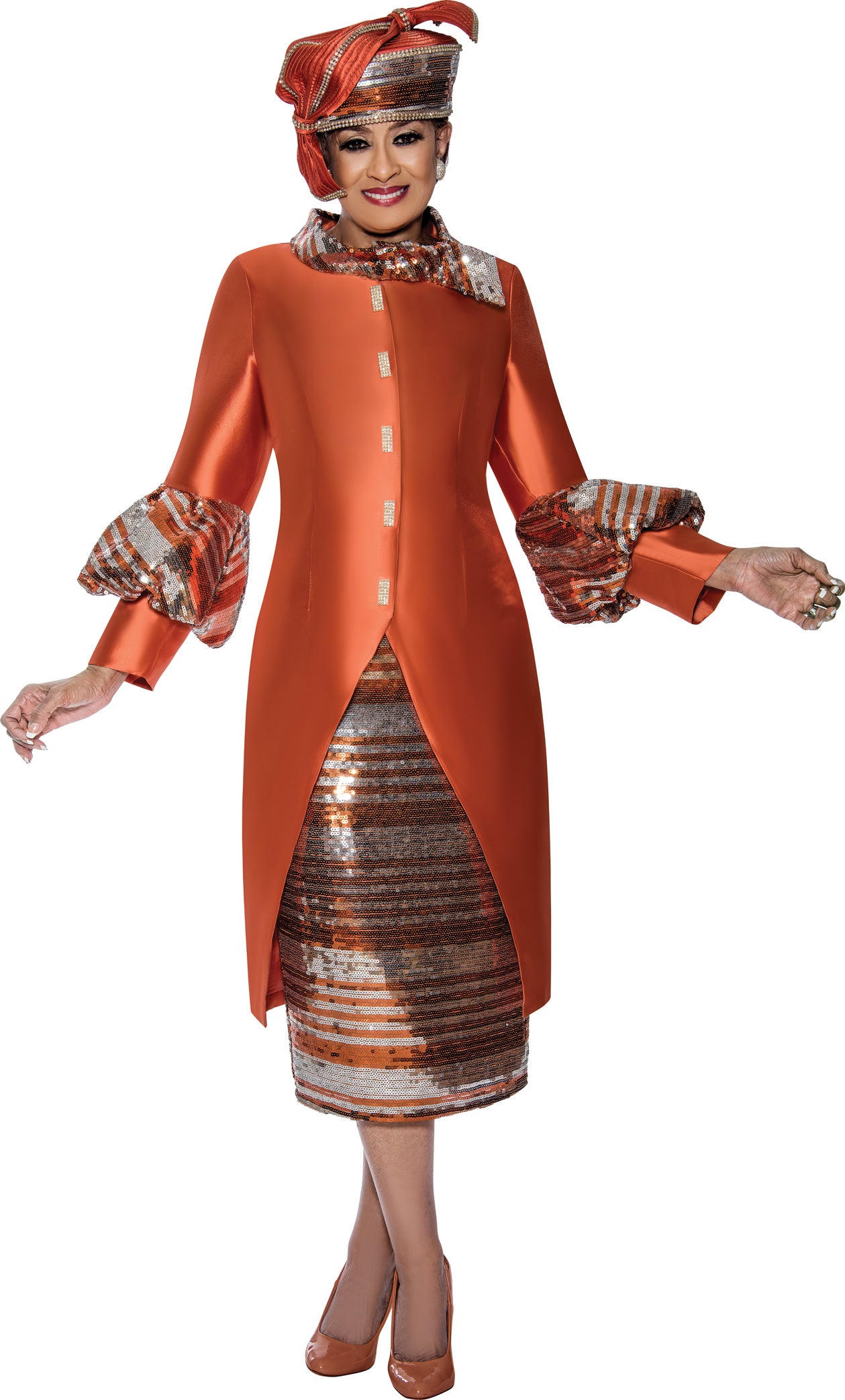 Dorinda Clark Cole 309052 2pc Twill Sequin Skirt Suit