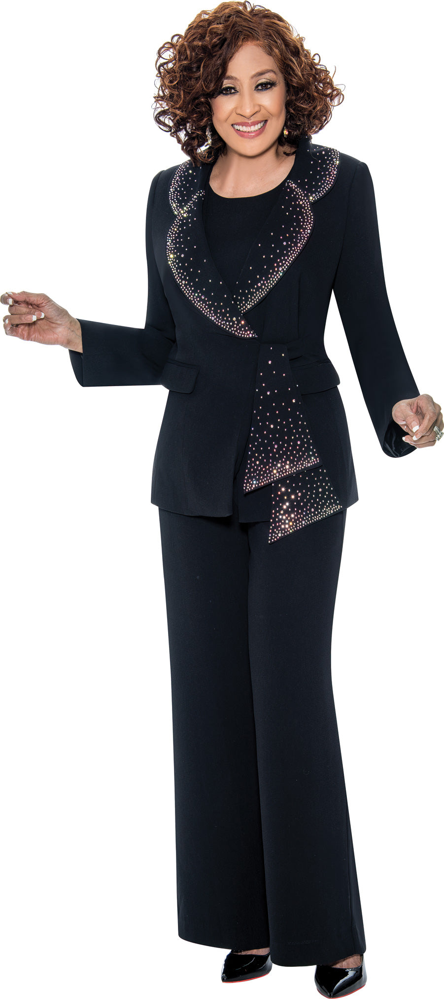 Dorinda Clark Cole 309093W Plus Size 3pc Embellished Crepe Pant Suit