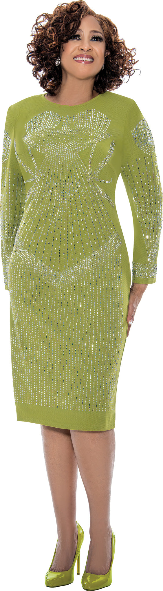 Dorinda Clark Cole 309141W Plus Size Crystal Pattern Knit Dress