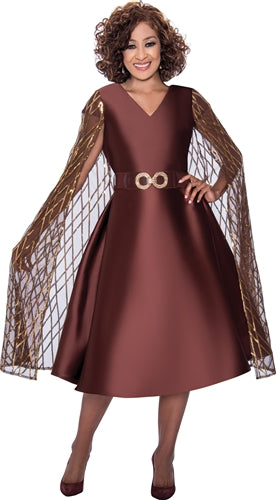 Dorinda Clark Cole 309261W Plus Size Embellished Cape Dress with Belt