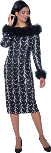 Dorinda Clark Cole 309271W Plus Size Sequin Mesh Collared Dress