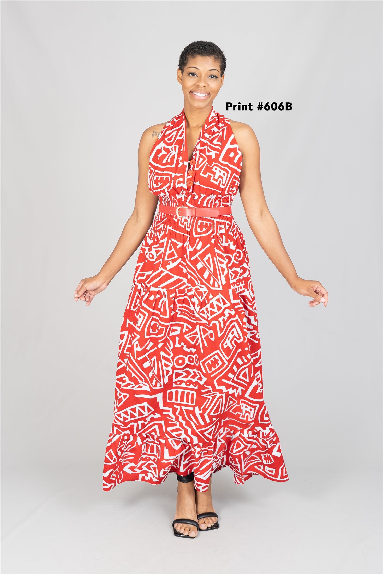 KaraChic 5005 Authentic African Print Halter Maxi Dress