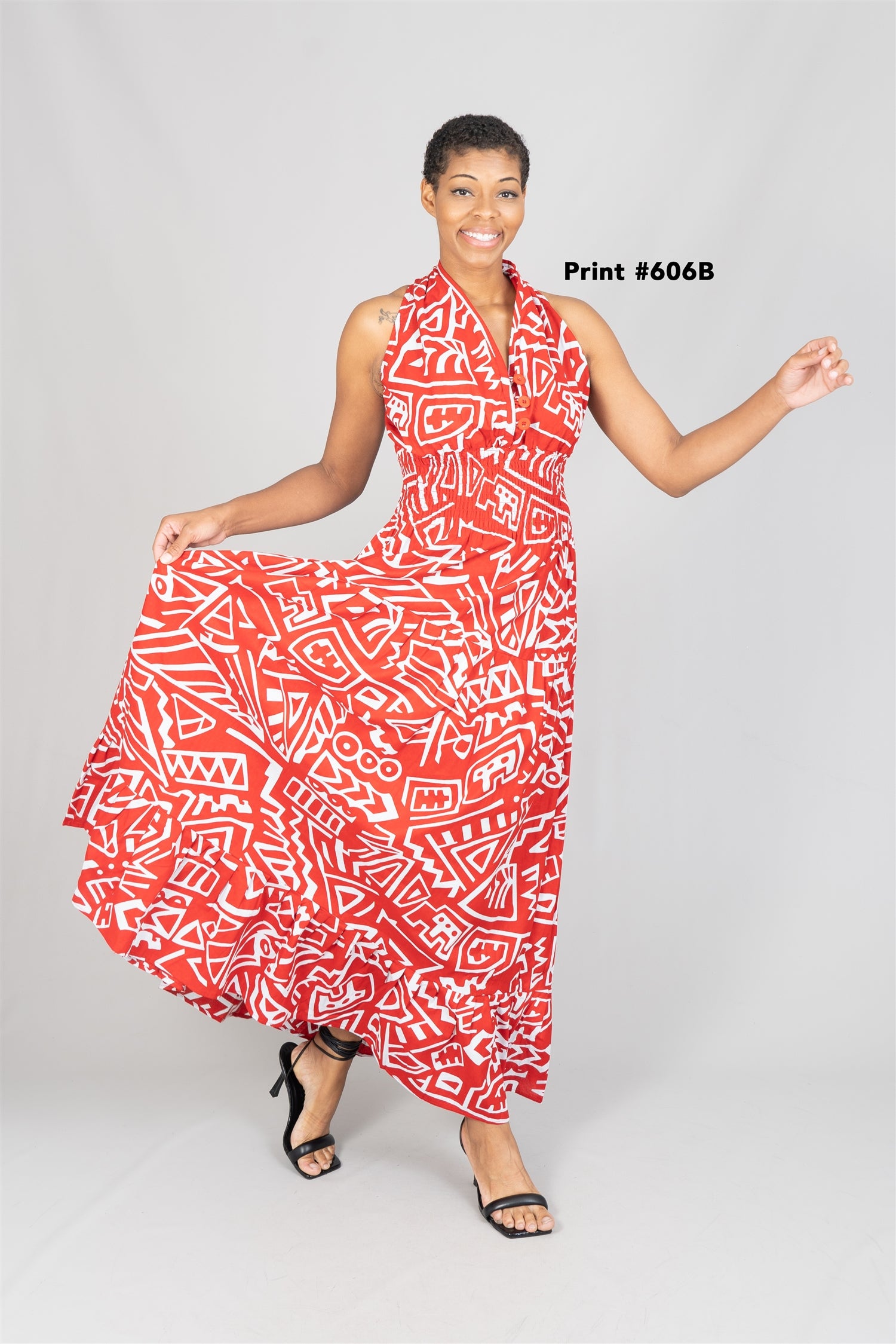 KaraChic 5005 Authentic African Print Halter Maxi Dress