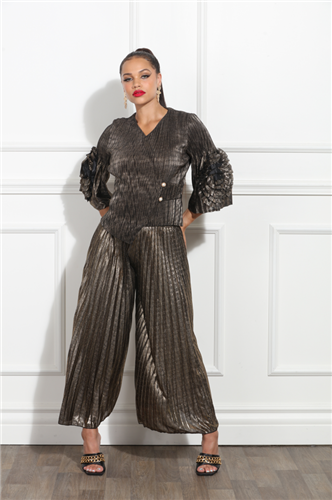 Luxe Moda LM384 Pleated 2pc Pant Set