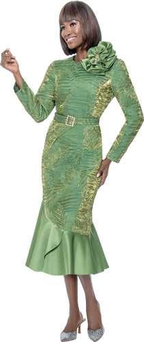 Terramina 7209 Jacquard Belted Mermaid Dress