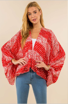 Vision T6676 Print Kimono Top