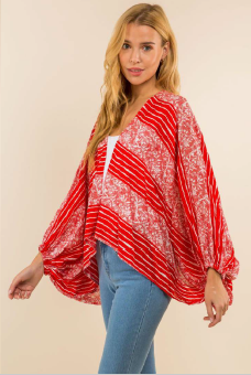 Vision T6676 Print Kimono Top