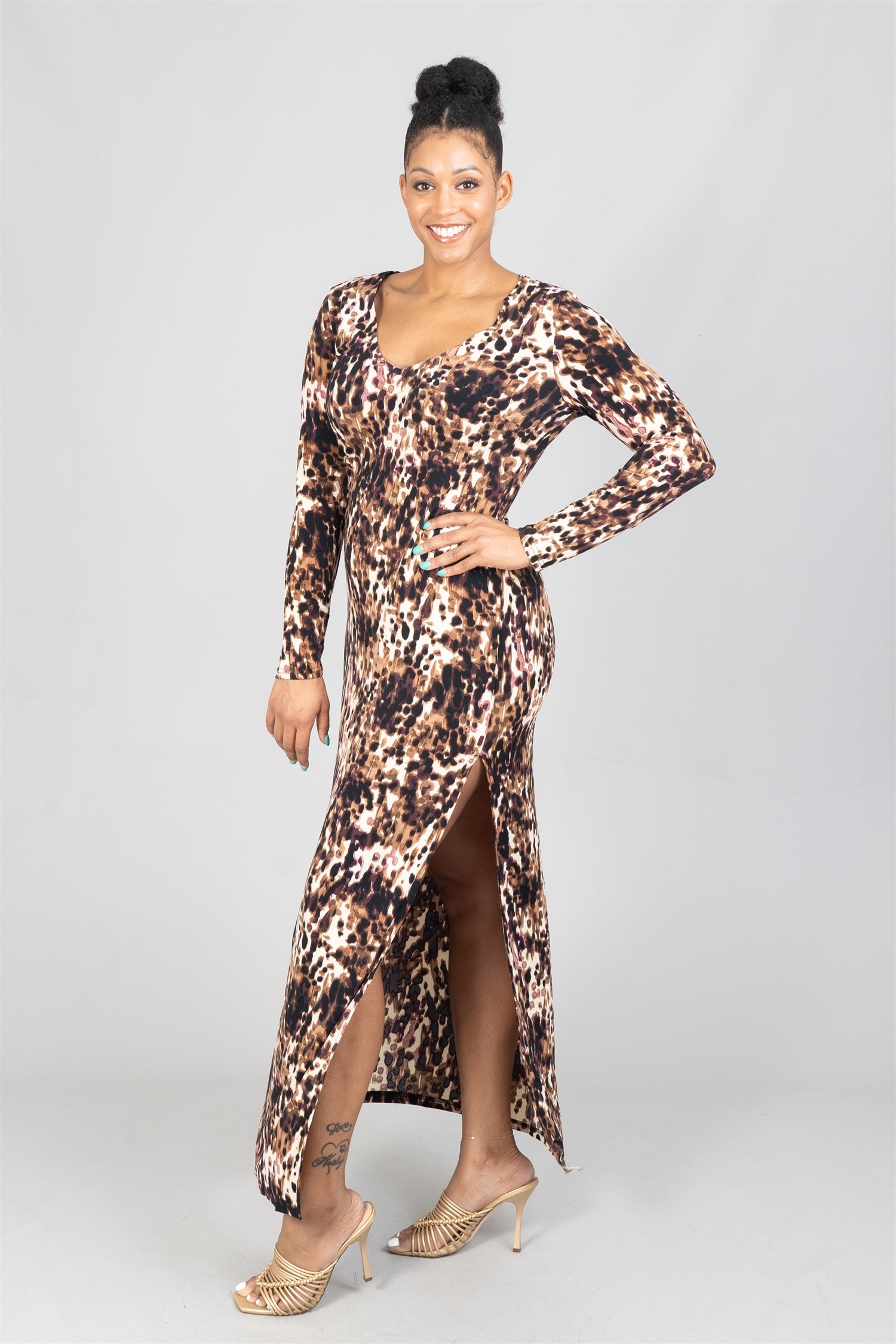 BCBG BC32287LD Print Knit Maxi Dress