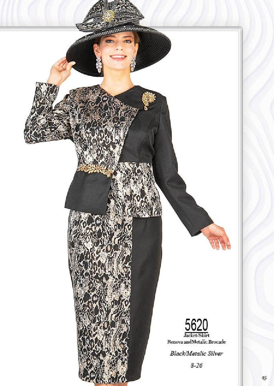 Champagne 5620 Jewel Embellished 2pc Skirt Suit