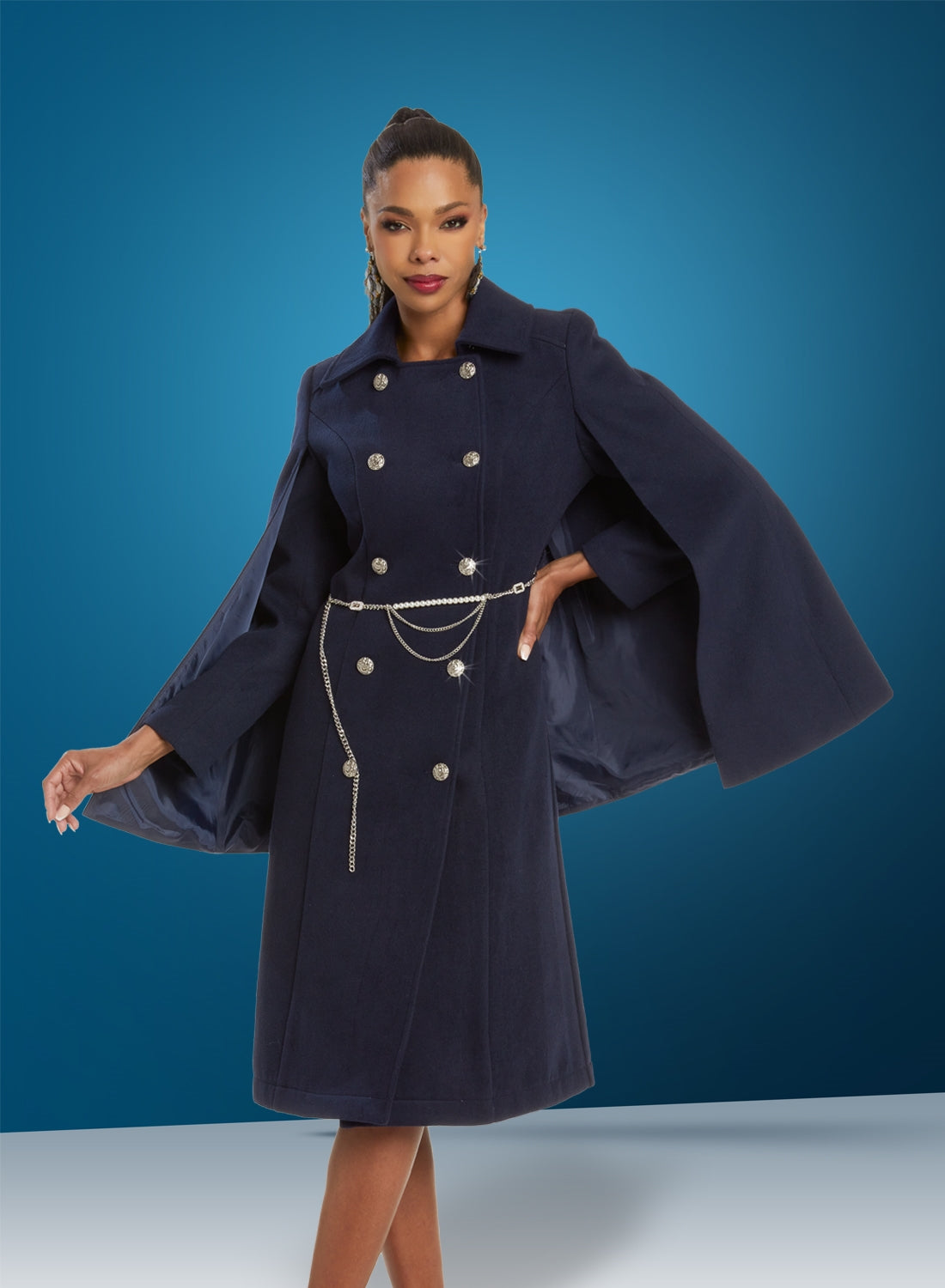 Donna Vinci 12038 Wool Blend Cape Coat