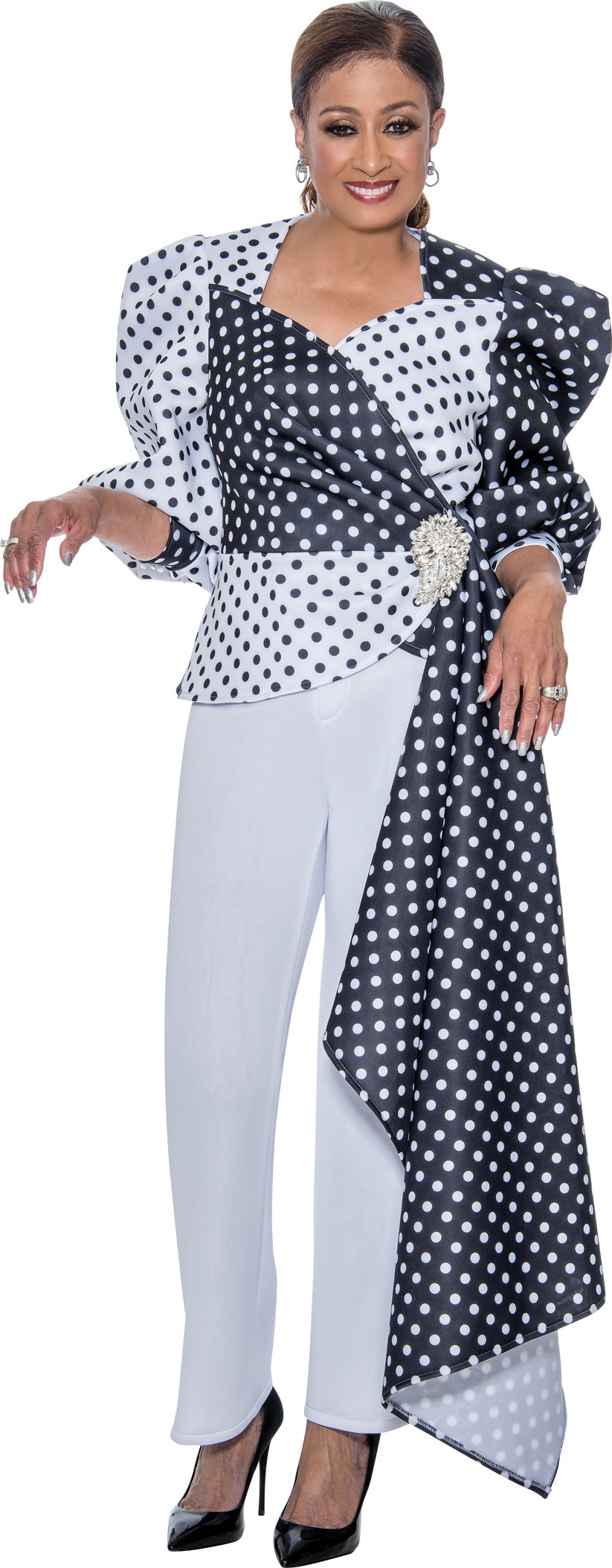 Dorinda Clark Cole 4442 Polka Dot 2pc Pant Set