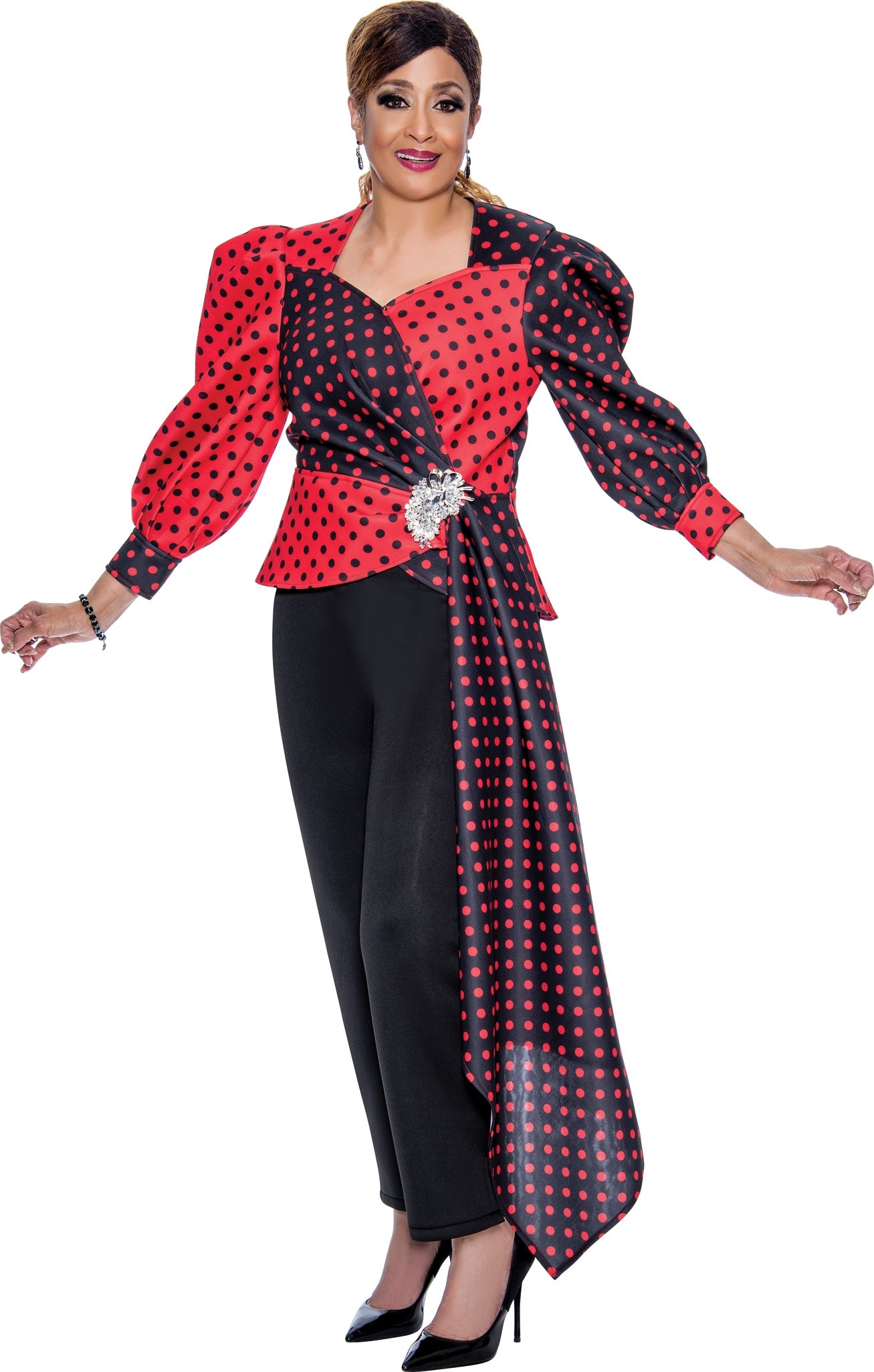 Dorinda Clark Cole 4442 Polka Dot 2pc Pant Set