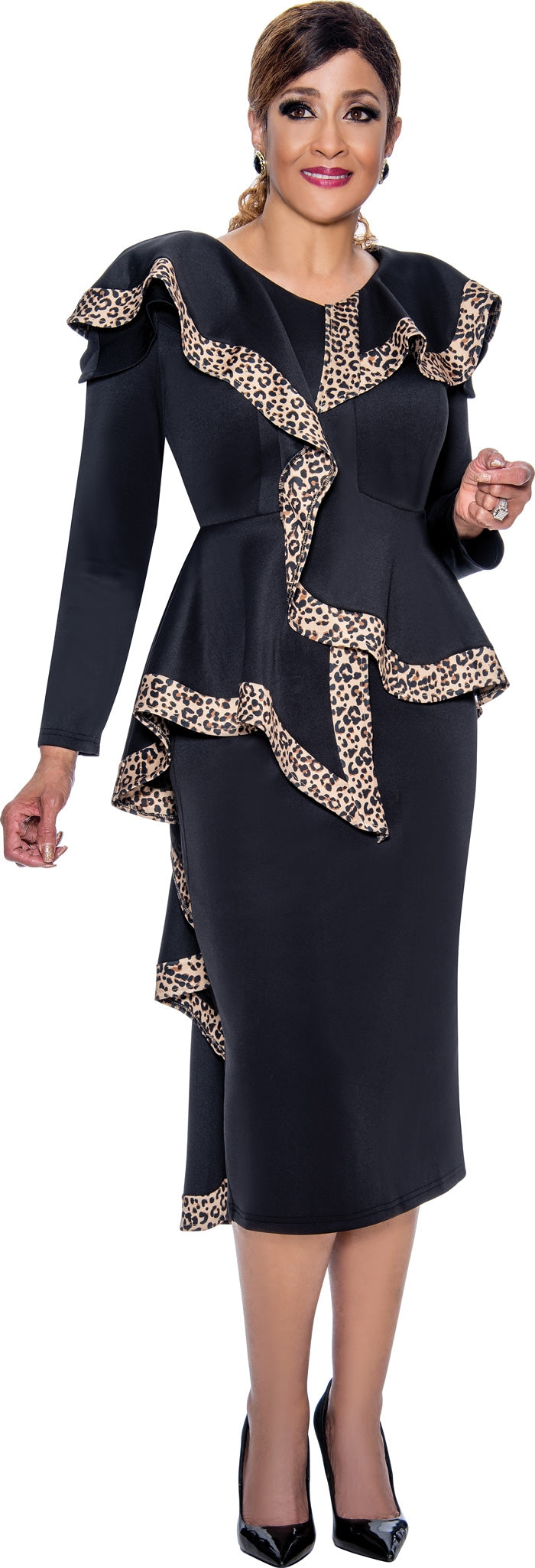 Dorinda Clark Cole 4602 Animal Print Trim 2pc Skirt Suit