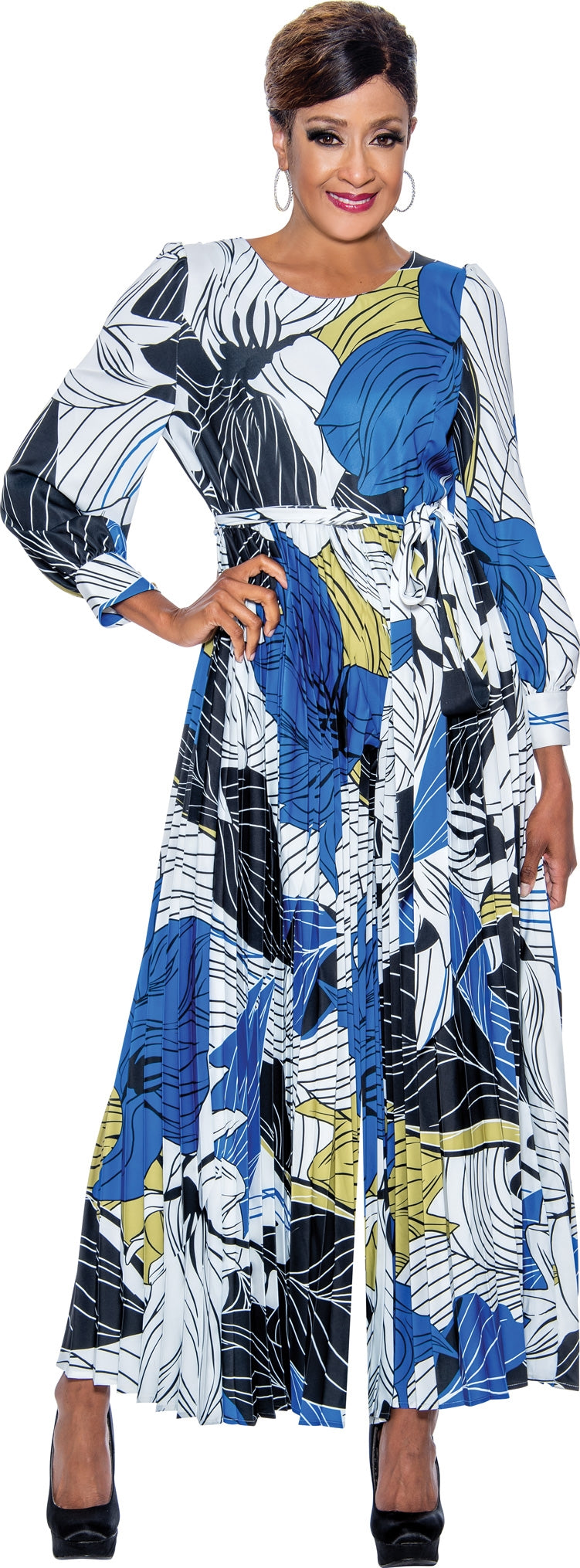 Dorinda Clark Cole 4671 Belted Print Jumpsuit