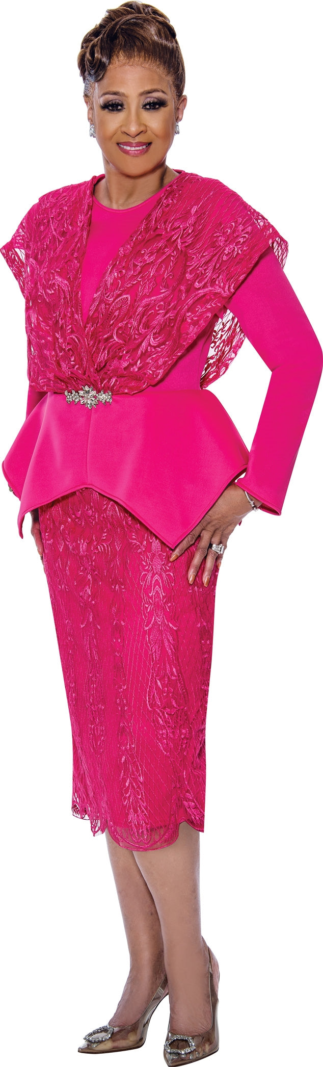 Dorinda Clark Cole 5421W Lace & Scuba Dress