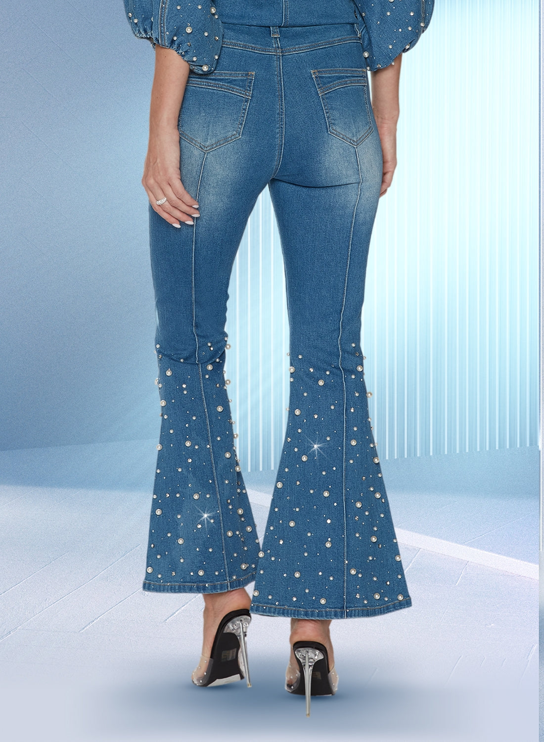 DV Jeans 8490P Denim Pearl & Stone Embellished Pant