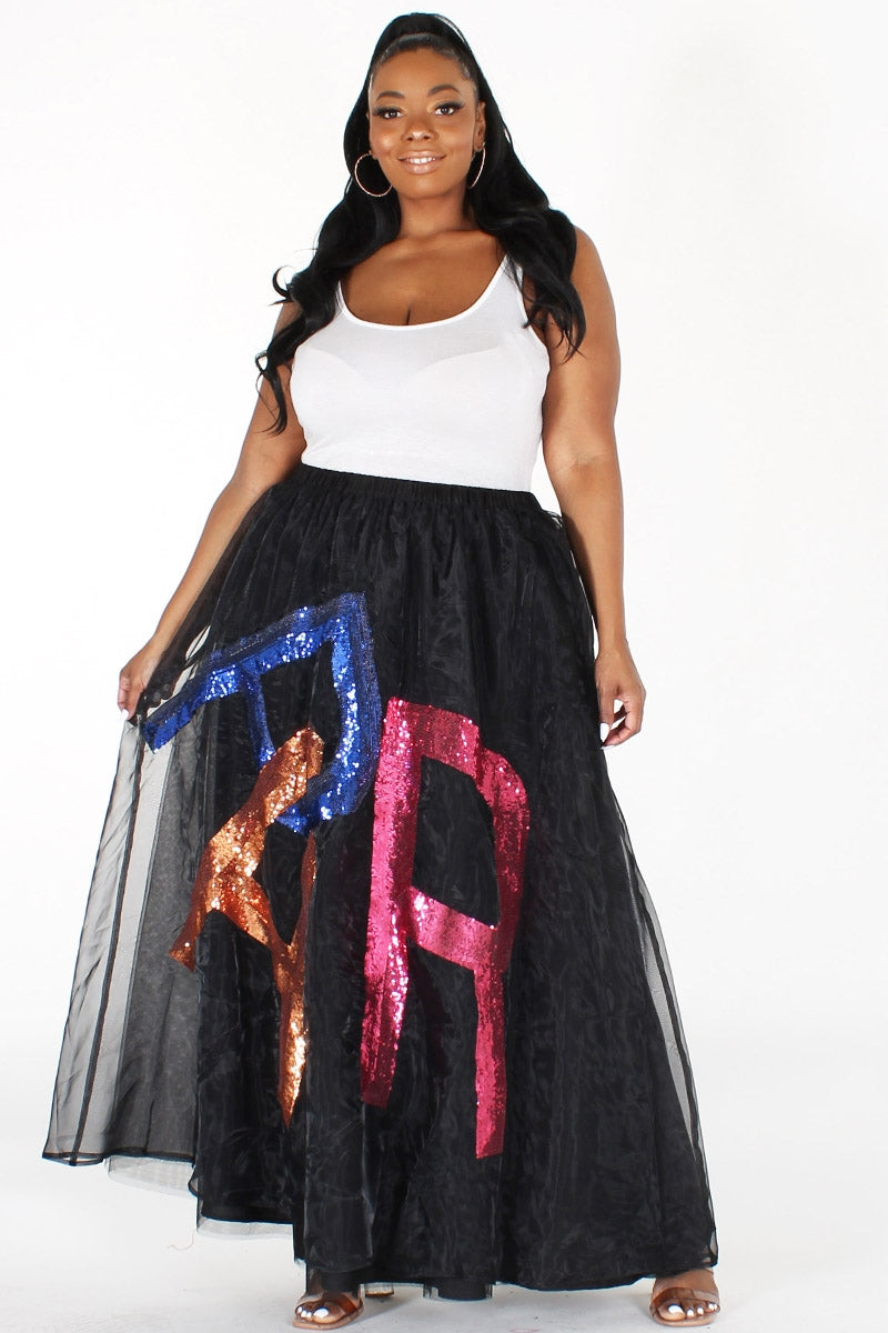 Eien EI1804X Sequin PAR Tulle PlusSize Skirt