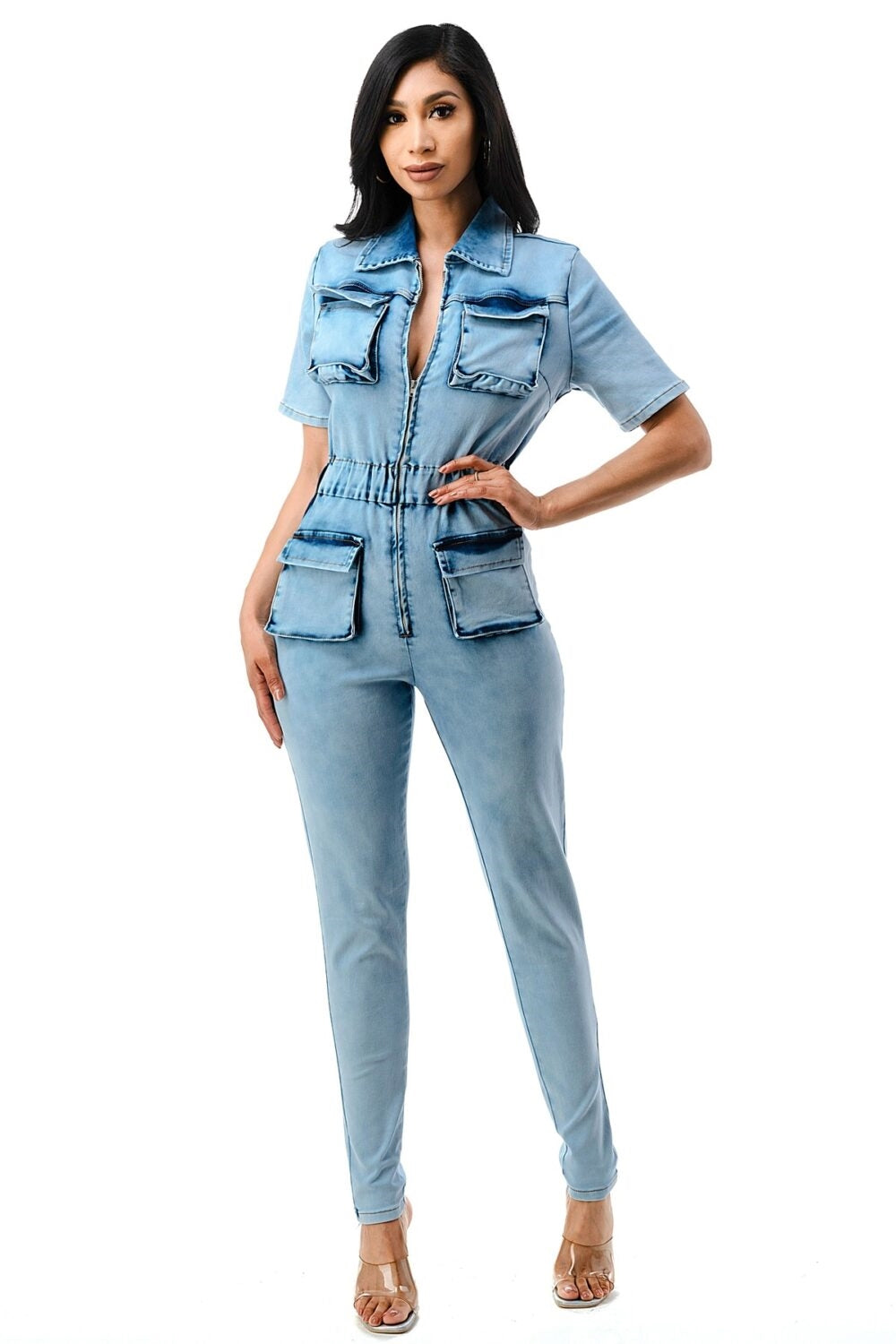 Highlight JSB20030DX Denim PlusSize Jumpsuit