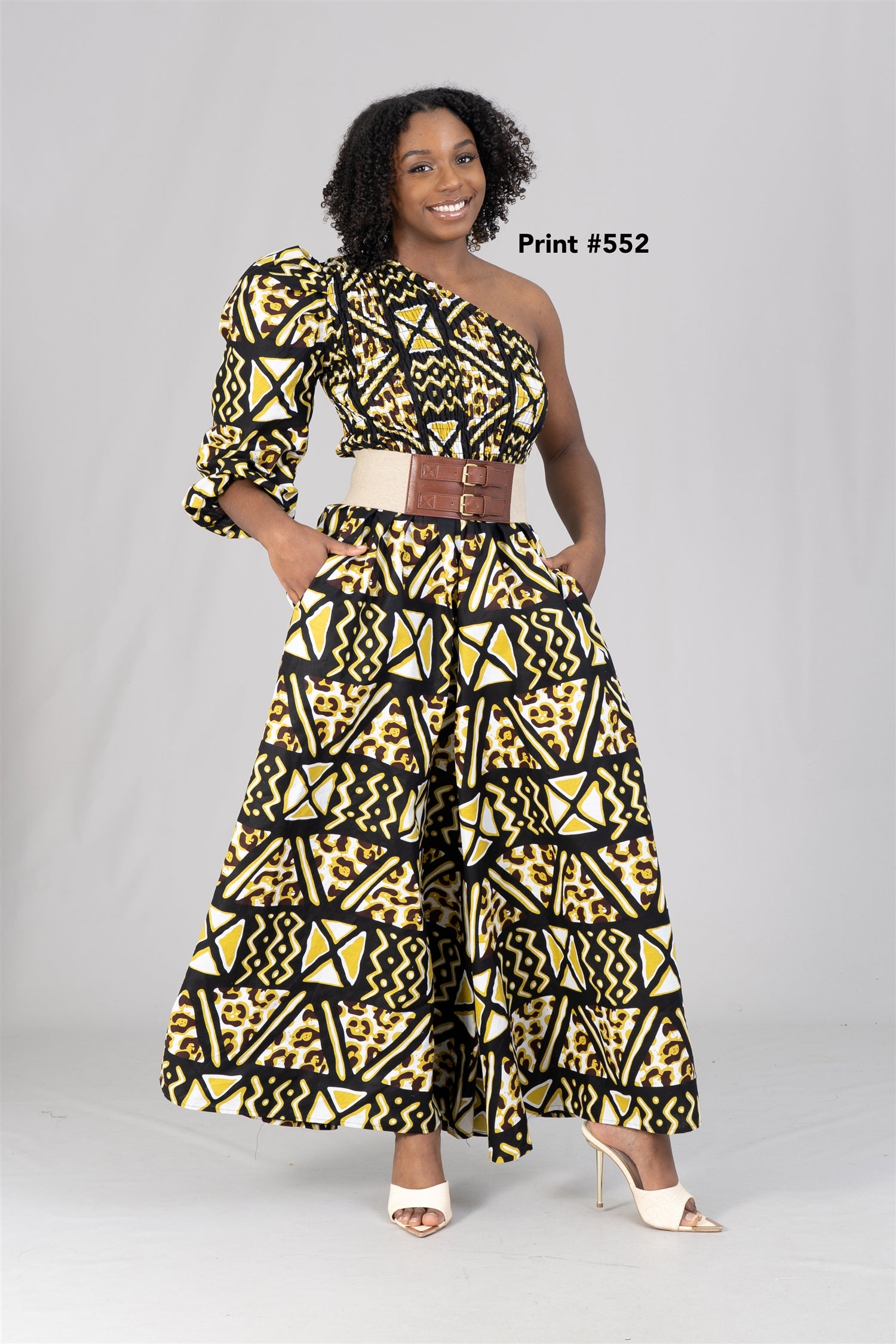 KaraChic 7616 Authentic African Print One-shoulder Jumpsuit