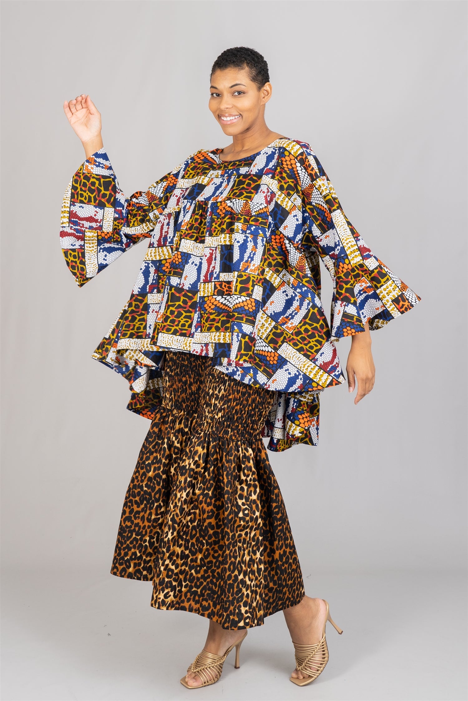 KaraChic 7751 Authentic African Print Smock Pant