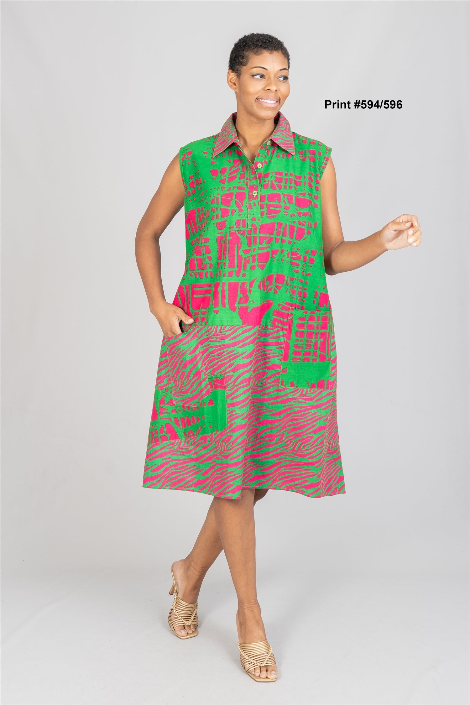 KaraChic 7754A Authentic African Print Sleeveless Dress