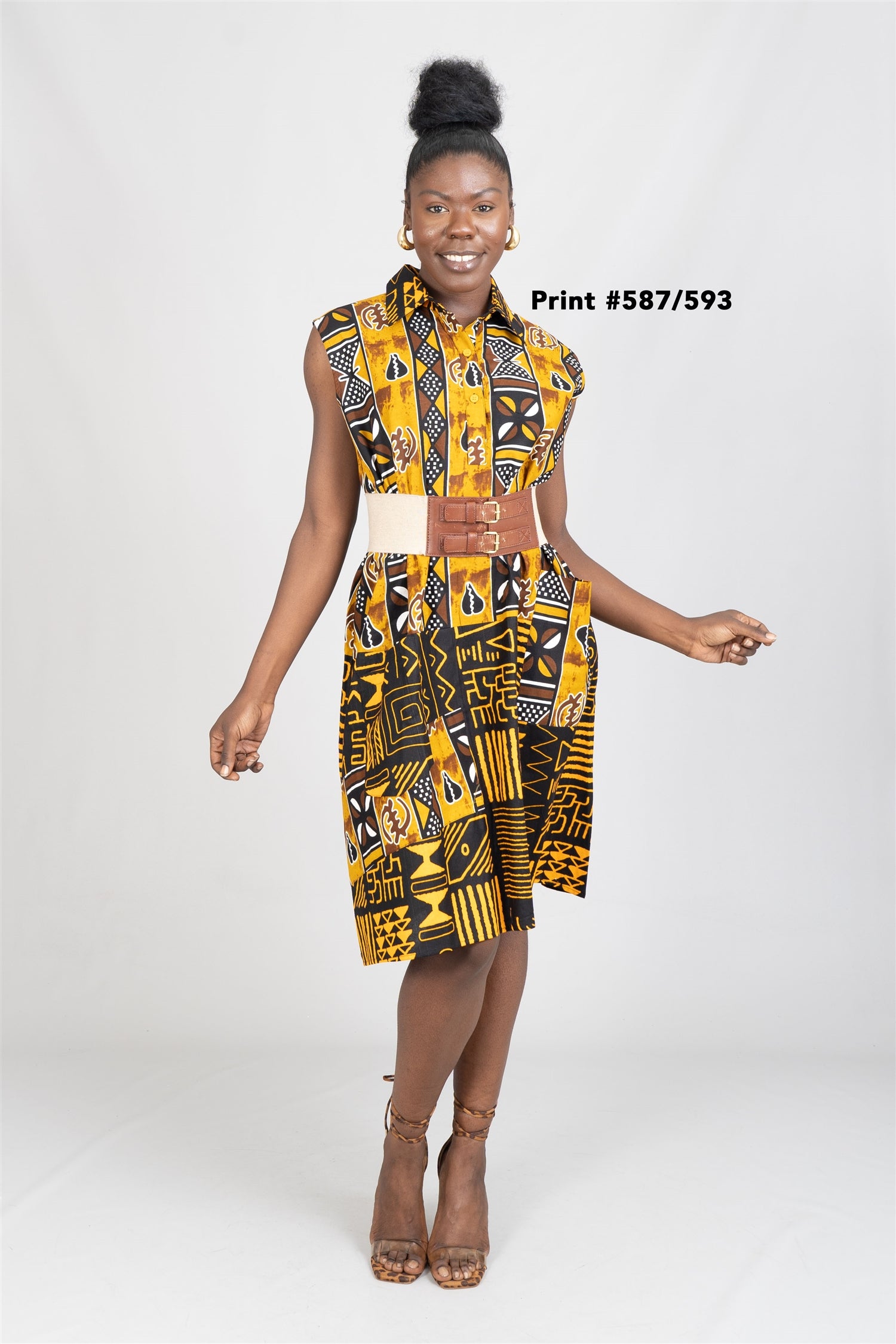 KaraChic 7754A Authentic African Print Sleeveless Dress