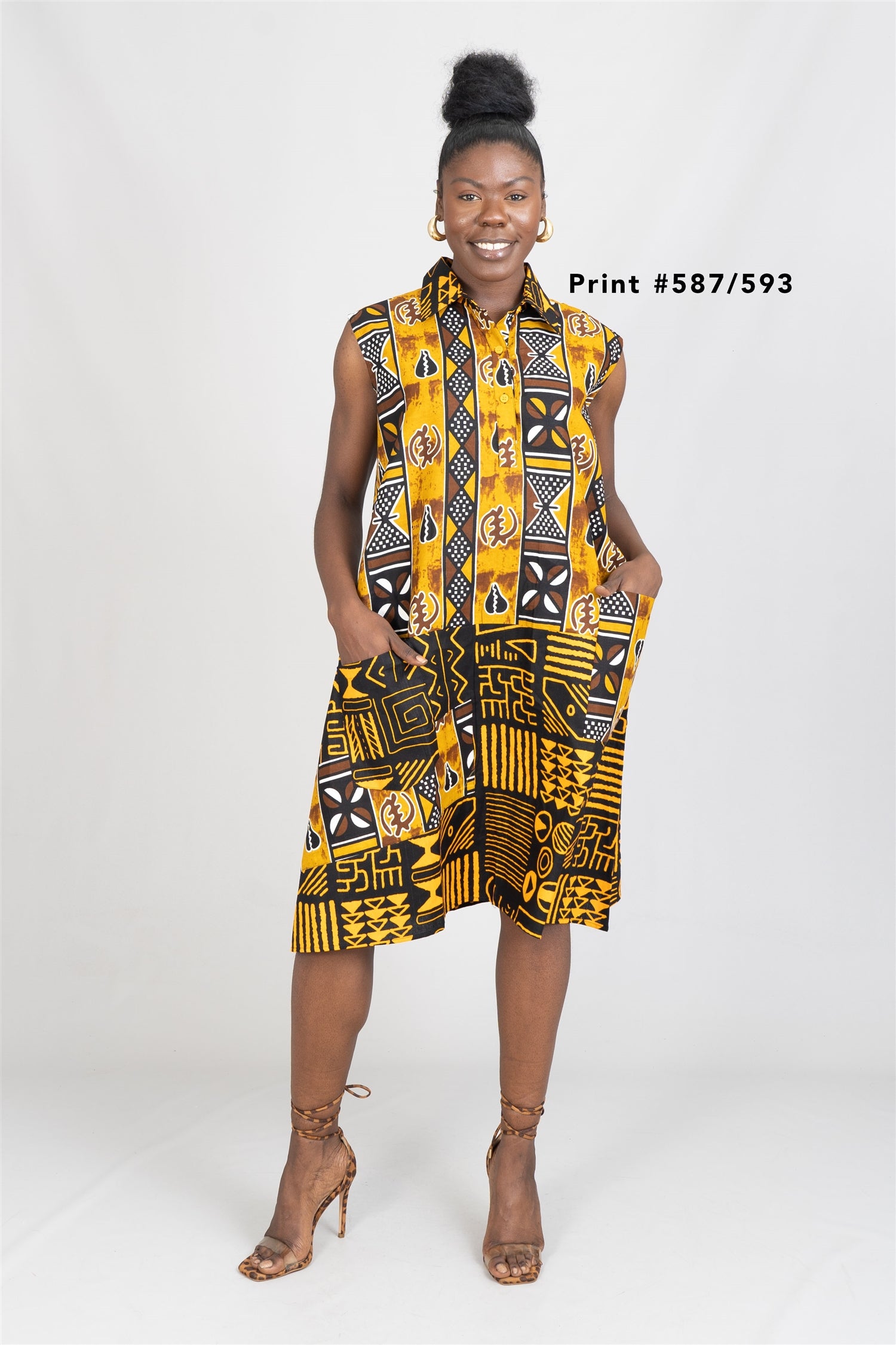 KaraChic 7754A Authentic African Print Sleeveless Dress