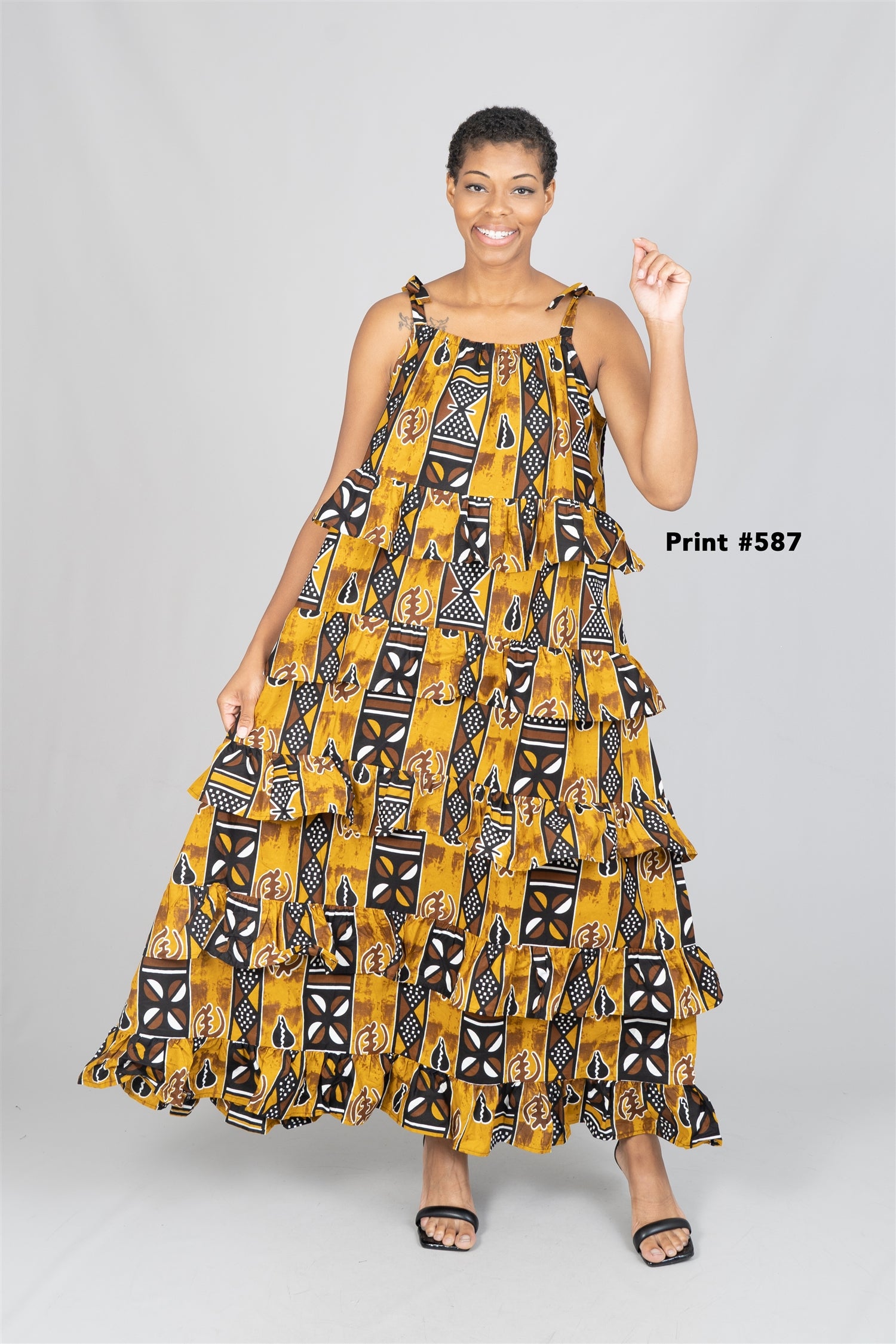 KaraChic 7757 Tiered Authentic African Print Dress