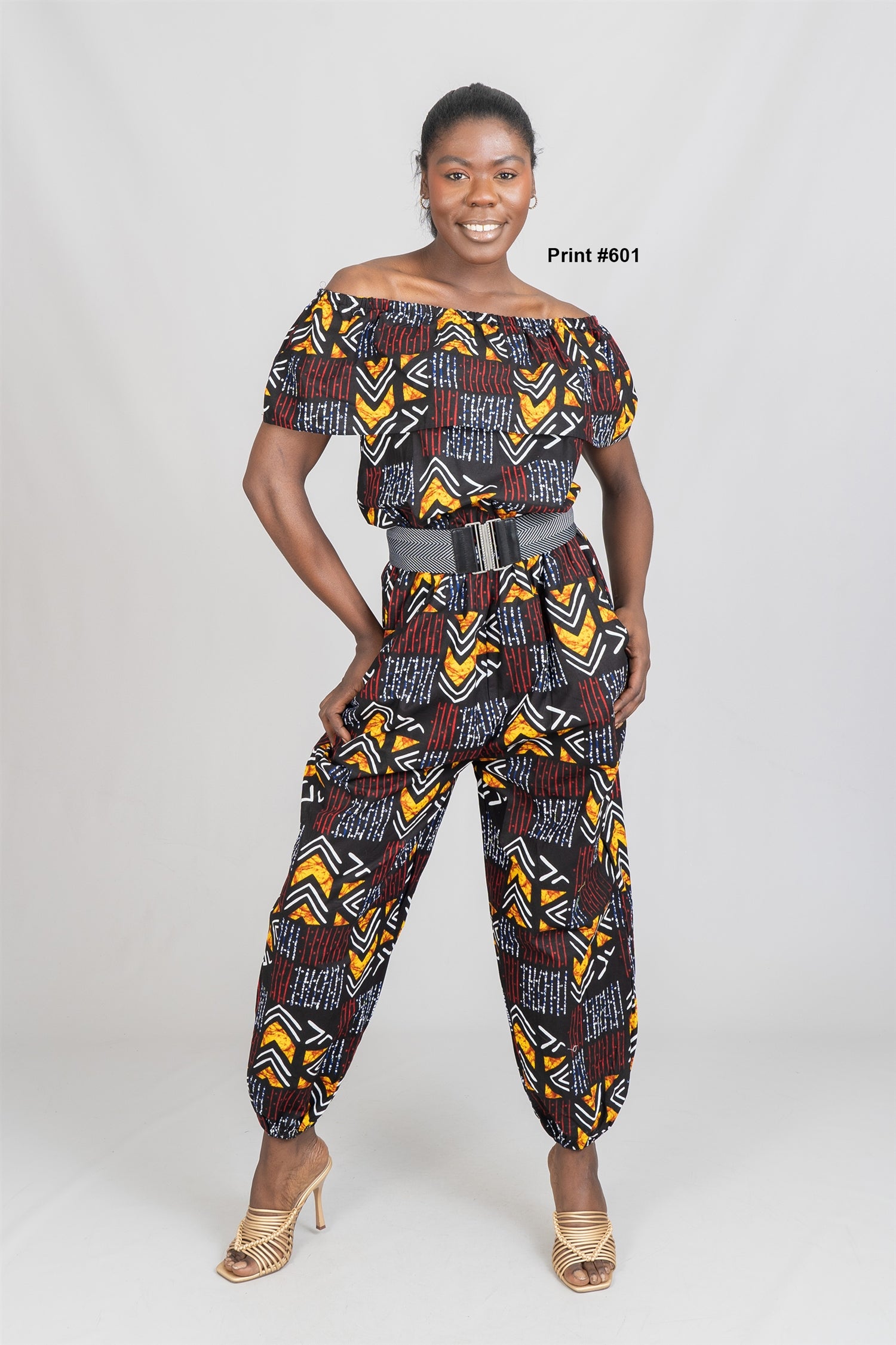 KaraChic 7758 Authentic African Print Off-shoulder Jumpsuit