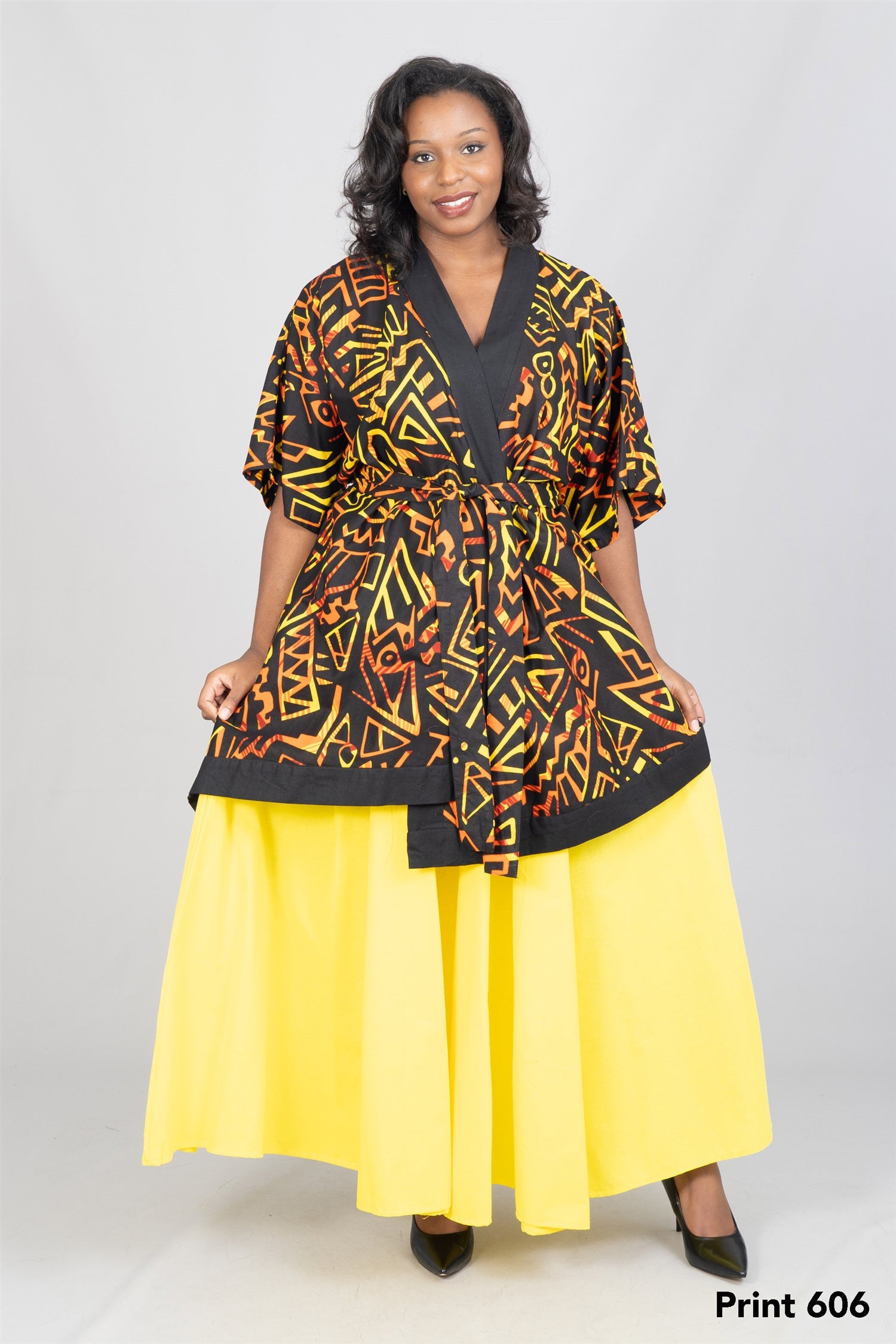 KaraChic 7786 Authentic African Print Belted Kimono Jacket