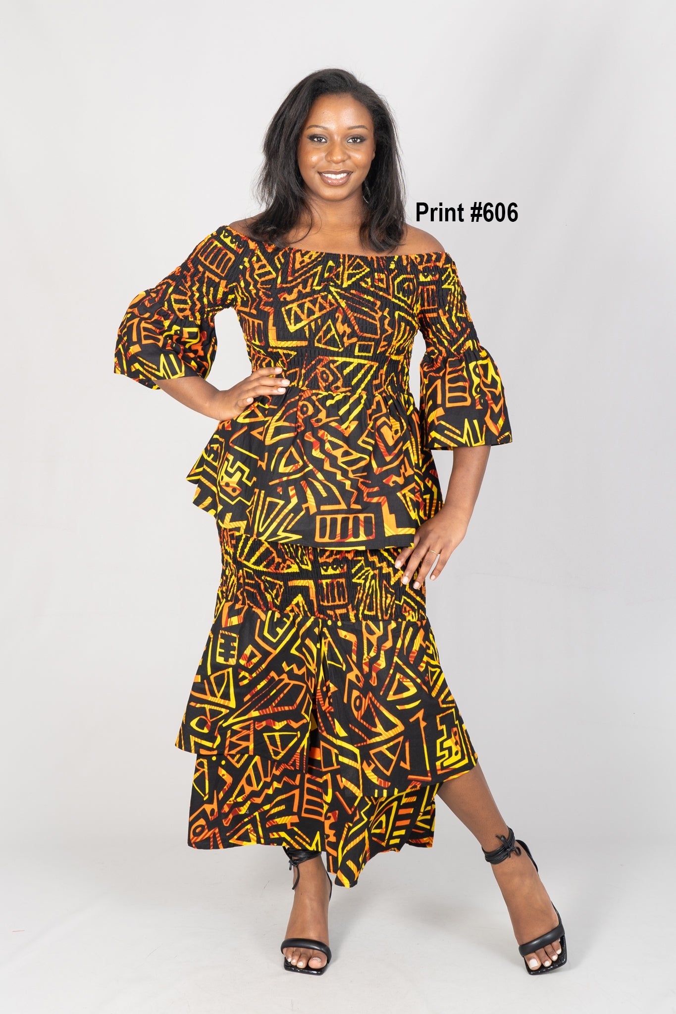 KaraChic 9014 Authentic African Print Smocked 2pc Skirt Set