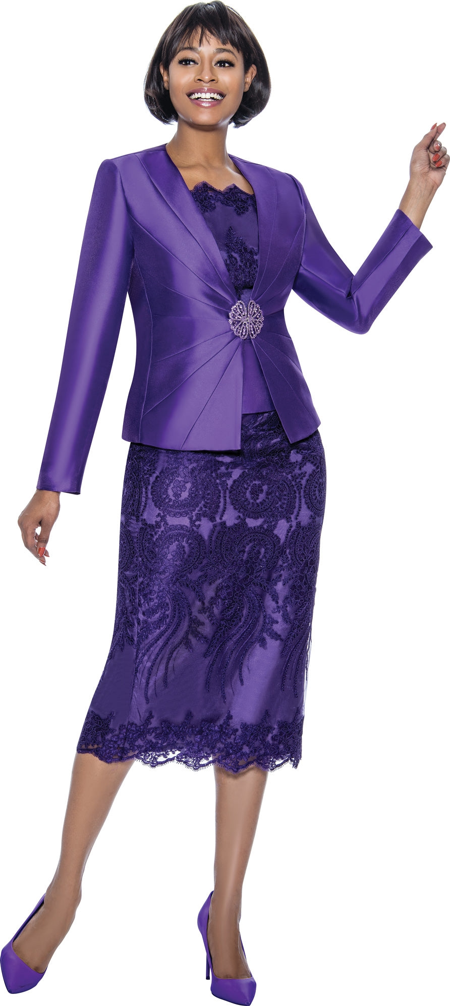 Terramina 7817 Embroidered Lace 3pc Skirt Suit